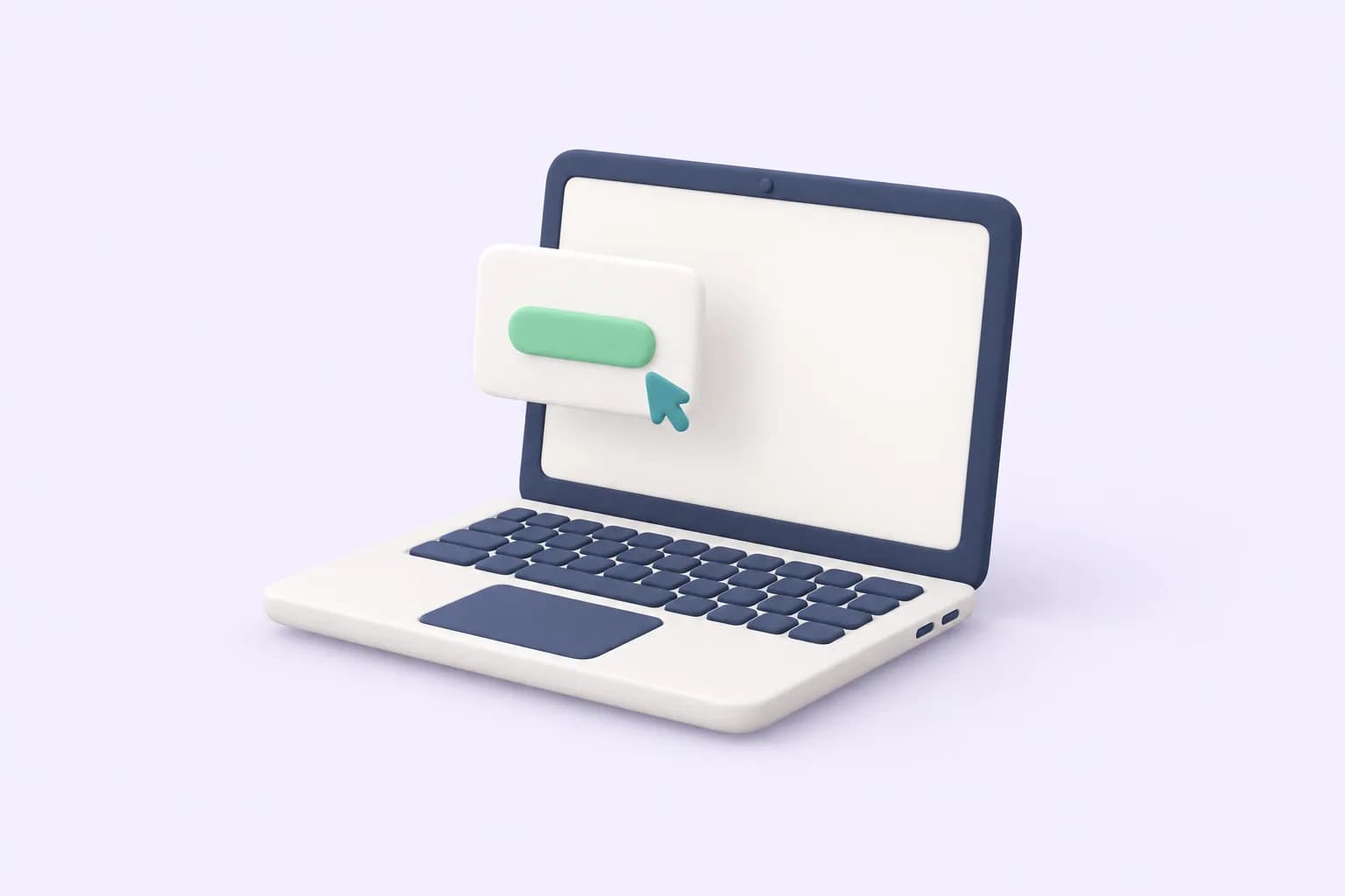 A laptop showing a website with a rounded promotional pop-up card in the corner offering a reward